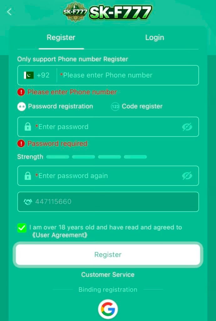 SKF7777 Game Register
